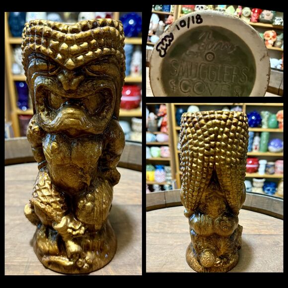 Smuggler's Cove Kuhiko Tiki Mug Special Gold Glaze #10/18 Crazy Al Tiki Farm Ltd - Picture 1 of 7